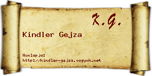 Kindler Gejza névjegykártya